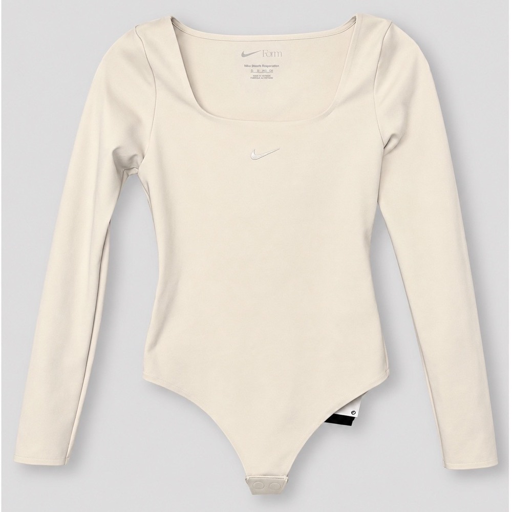 Nike Form Stealth Evaporation Bodysuit cream Brown Womens Large Yoga Workout
